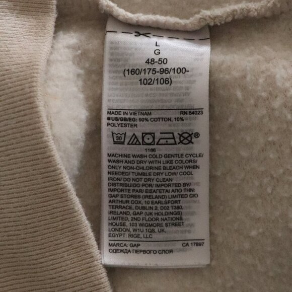 Gap Women's Sz L Beige Raglan Sleeve Crewneck Fleece Pullover Lounge Sweater - Picture 10 of 11